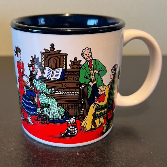 Vintage POTPOURRI PRESS Christmas Family Gathering Ceramic Mug.~ Victorian Era - Picture 5 of 8
